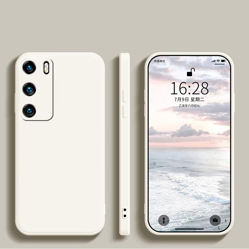 Luxus-Softcover aus flüssigem Silikon für Huawei P40 LITE P30 PRO P20 MATE 20 LITE 30 NOVA 3 3I 5T 9 SE 8 8I Y70 PLUS Y90 Quadratische Vollschutzhülle Huawei P30 Lite weiß