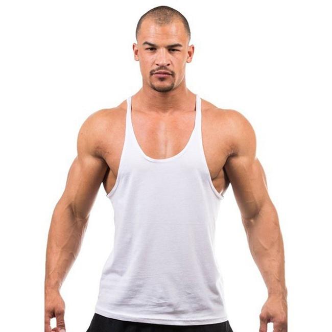 Herren Sommer Gym Singlet Tank Top Stringer Bodybuilding Muskel Fitness Weste 2XL weiß