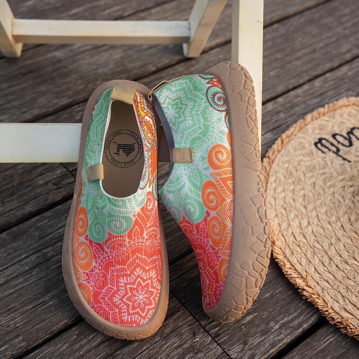 Damen Frühlings- und Sommerschuhe, Freizeit-Flats, Mehrfarbige Schuhe, Leichte und Atmungsaktive Schuhe sind Geeignet für Outdoor-Freizeit-Sport, Damenschuhe 37 grün