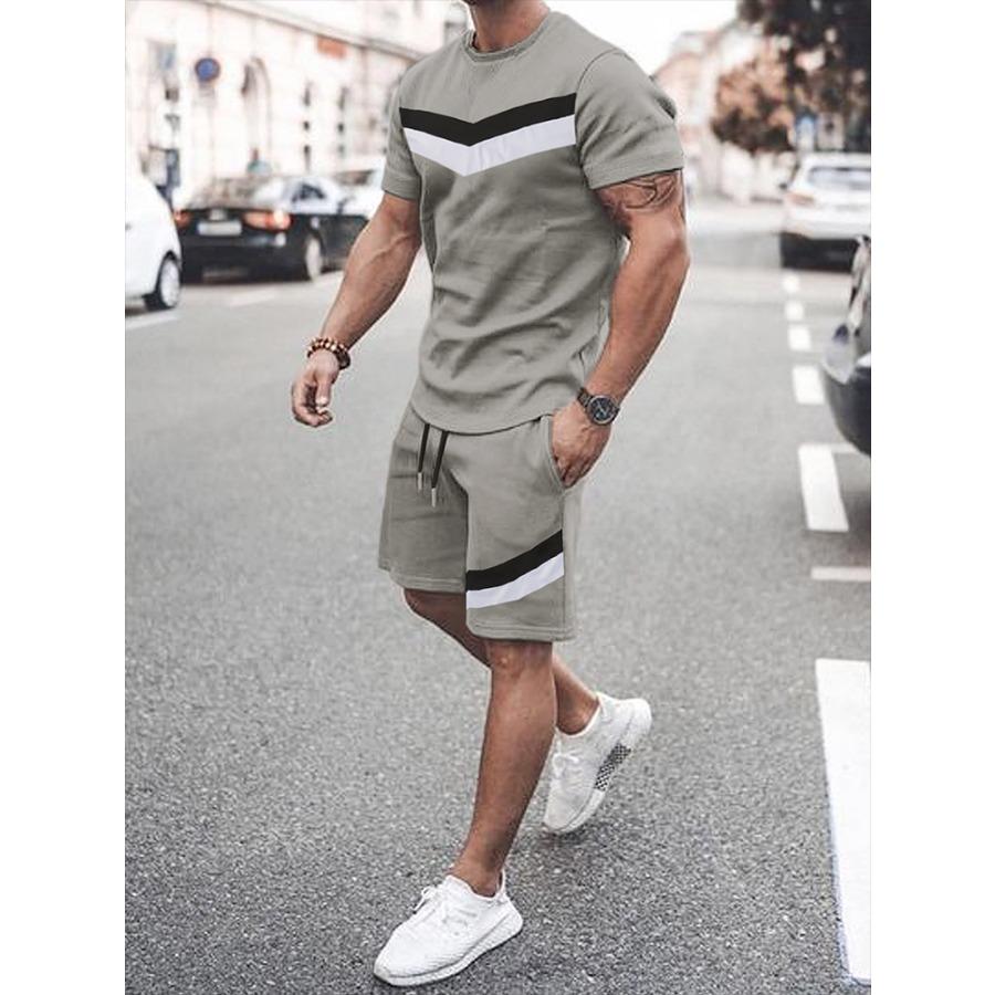 Herren T-Shirt und Shorts Set Sommer Herren Top Alltag Casual Herren Oversized T-Shirt Outdoor Street Fashion Herren Sporthose S