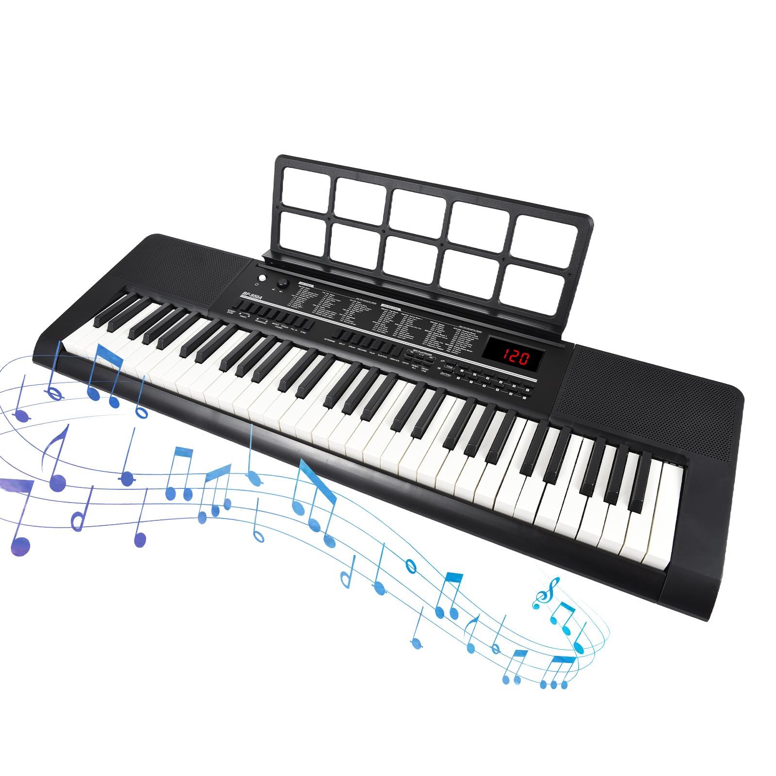 BIGFUN 61 Tasten Elektronisches Keyboard Klavier Dual Keyboard Mode 200 Töne 200 Rhythmen 70 Lehrlieder schwarz