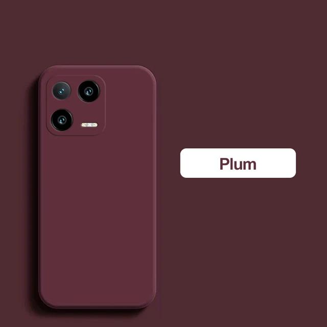 Für Xiaomi 13 Hülle, quadratische Flüssigsilikon-Kameraobjektivschutz-Telefonhüllen für Xiaomi Mi 13T 13T Pro Mi13 Pro Ultra Soft Cover For Xiaomi 13 pflaume