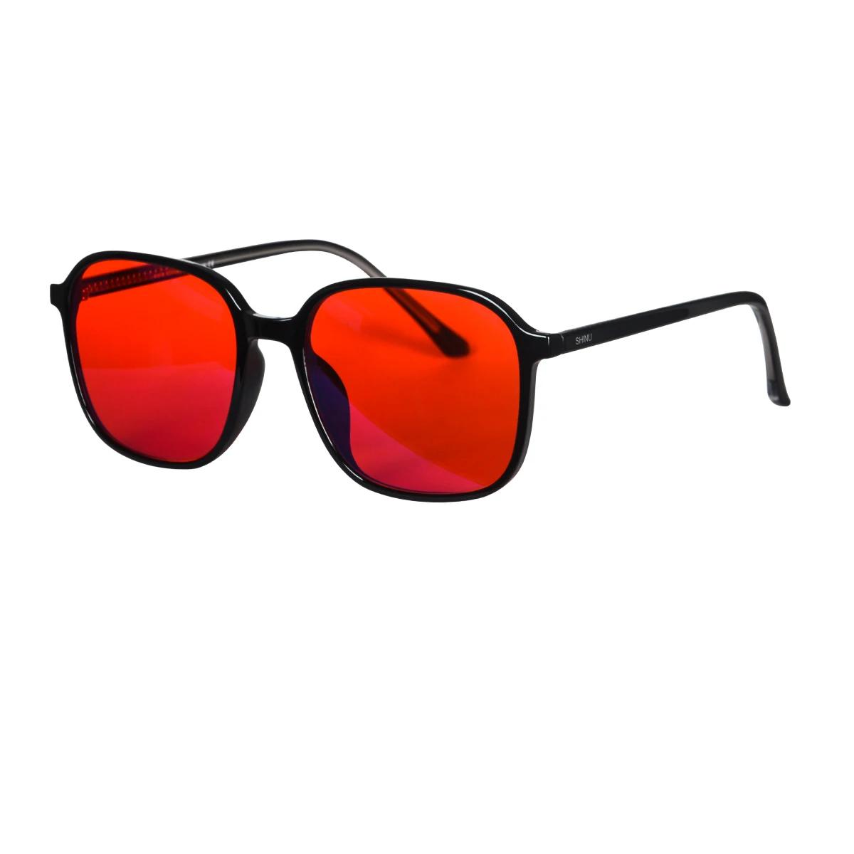 SHINU Blaulichtfilter-Brille mit roten Gläsern für den Schlaf Anti-Blaulicht-Brille Gaming-Brille mit orange getönten Gläsern red