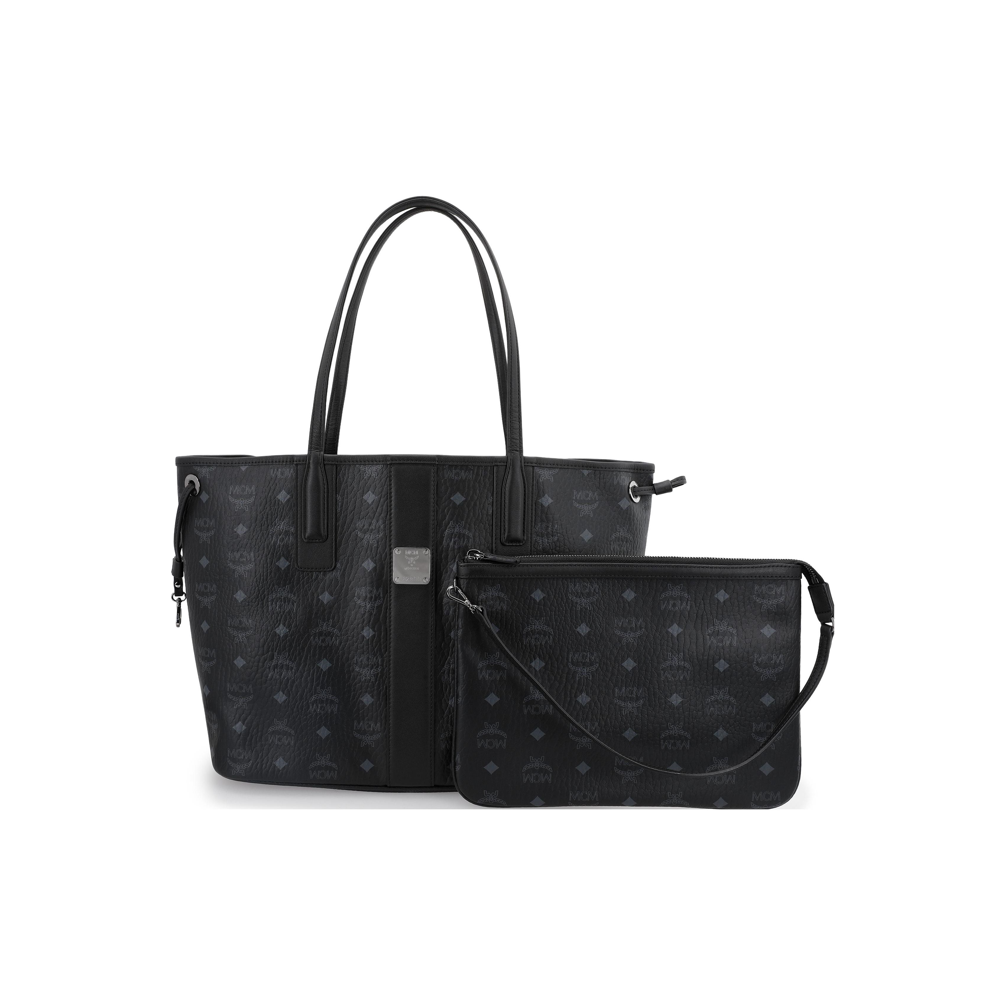 MCM Neue Monogramm-Print Große Kapazität Beschichtetes Canvas und Leder Tragetasche Damen Tragetasche Schwarz MWPCSVI01BK001 Basic Set (Bag+Dust Bag)