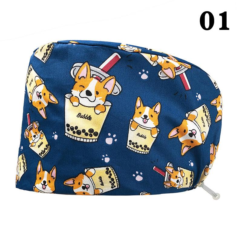 Unisex-Arzt, verstellbar, Krankenschwester-Mütze, Zahnarzt-Mütze, Cartoon-Druck, Mehrzweck-Arbeitsmütze, modisch