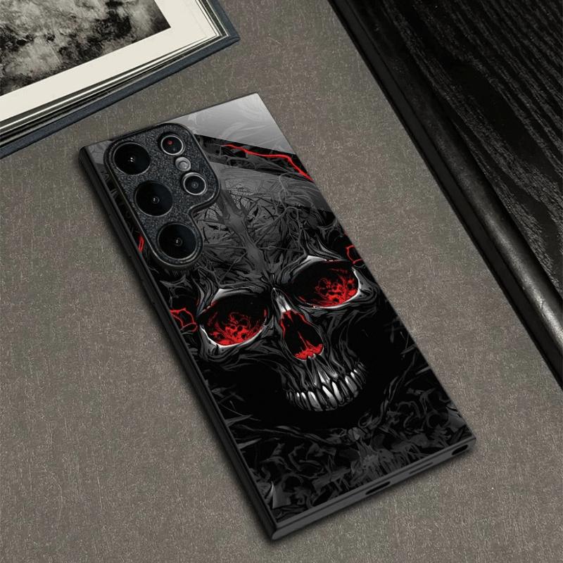 Galvanisierte Glas Handyhülle geeignet für Samsung Galaxy S26 S25 S24 S23 S22 S20 S11 S10 FE/Ultra/Plus Anti-Drop Totenkopfmuster For Galaxy S10