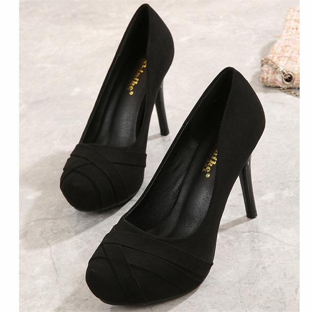 Frauen 10cm High Heels 2,5 cm Plattform Flock Apricot Pumps Lady Nachtclub Extreme Heels Laufsteg Rote Untere Studenten Schuhe 35