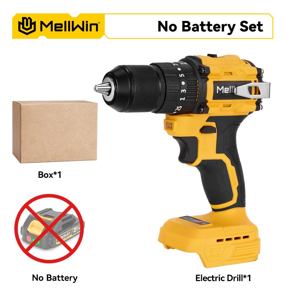 MELLWIN 13MM Bürstenloser Elektro-Bohrhammer 25+3 Drehmoment Flachbohrer Schraubendreher-Set Heimwerker Elektrowerkzeuge Für Makita 18V Akku Without Battery