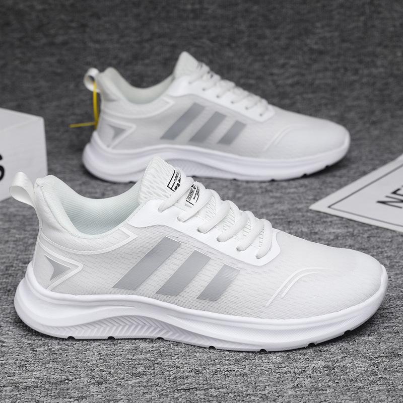 Mesh Casual Herrenschuhe Leichte atmungsaktive All Fashion Student Laufreiseschuhe Outdoor Sport Kleine weiße Schuhe 40 weiß