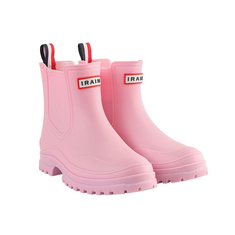 Kurze Damen-Gummistiefel, rutschfeste Wasserschuhe aus PVC, wasserdichte Outdoorschuhe, modische Damen-Wasserschuhe 41 rosa