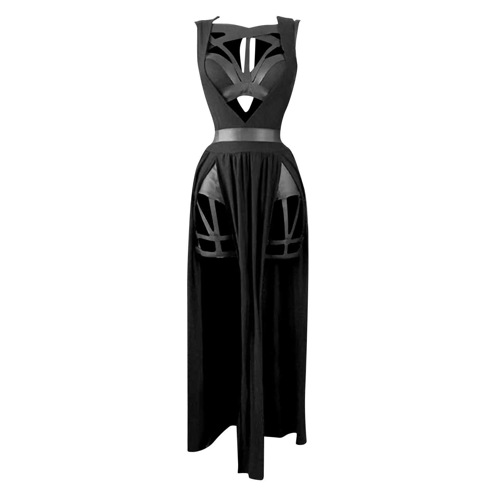 Damenkleider mit Brustpolstern, Gothic Sexy Dessous Partykostüme, Rotes Bandage Cut Damen Set XXXL schwarz
