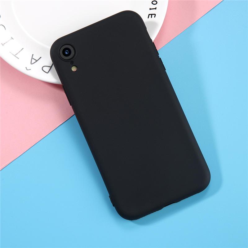 Einfache einfarbige Handyhülle iPhone X 8 7 6 6s Plus 5 5s SE XS Max XR X Matt Candy TPU Silikon iPhone 6 Plus 6s Plus schwarz