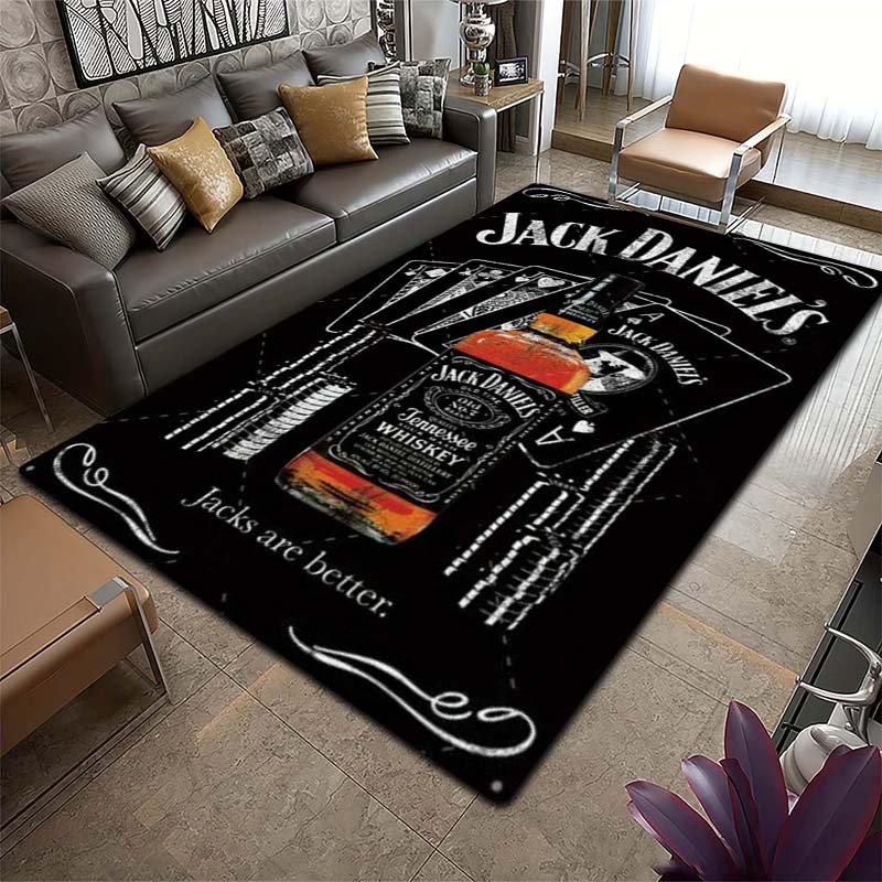 2026 neue Mehrgrößen J-Jack D-Daniels bedruckter Teppich Yogamatte Heimdekoration Wohnzimmer Schlafzimmer Anti-Rutsch-Bereich Teppich Geschenk 40x60cm gray