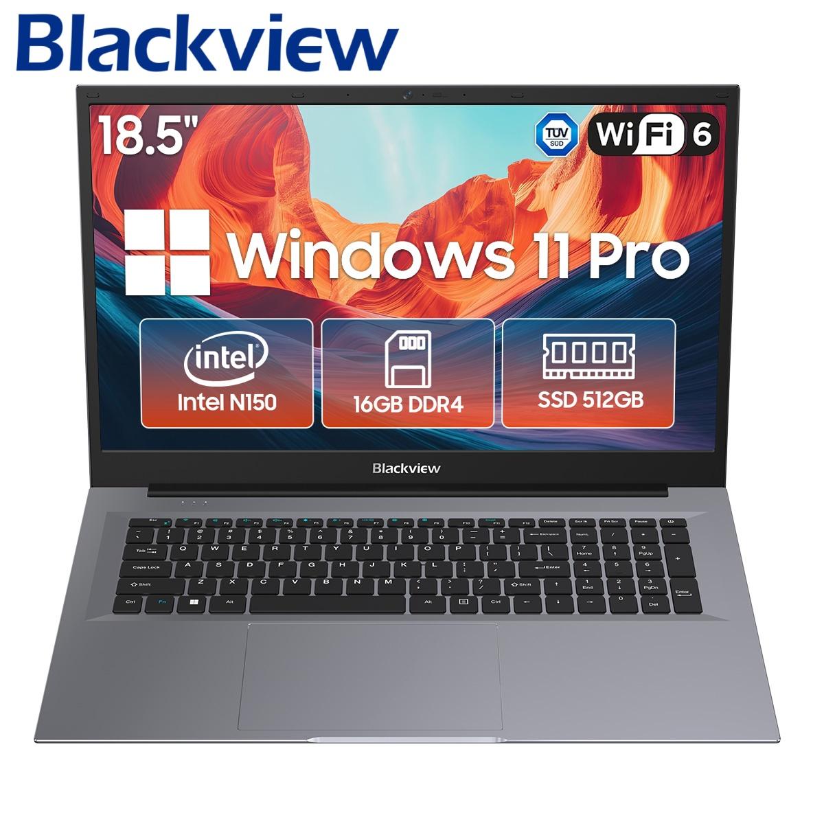 Blackview AceBook 10 18,5-Zoll Laptop Intel N150 Prozessor, 16 GB RAM, 512 GB SSD, 0-180° flach liegendes Scharnier grau