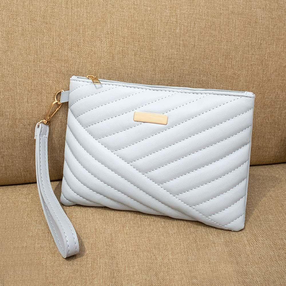 Damen-Leder-Reisetasche, kleine Geldbörse, Clutch-Geldbörse, Handgelenktasche, Umschlagtasche grau