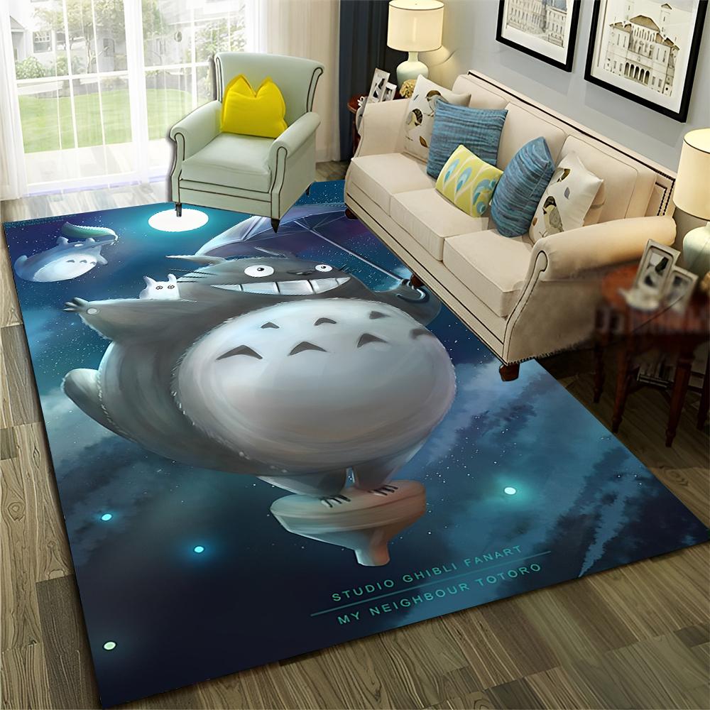 3D Mein Nachbar T-Totoro Anime Cartoon Teppich Teppich für Zuhause Wohnzimmer Schlafzimmer Sofa Fußmatte Dekor, Kinder Bereich Teppich rutschfeste Bodenmatte 120cm x 160cm