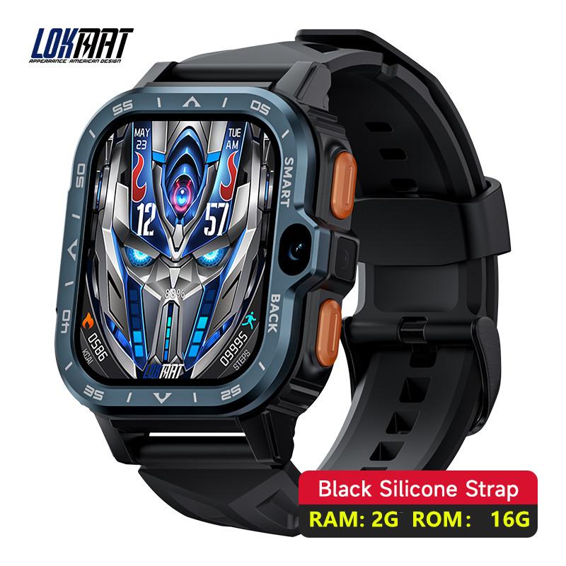LOKMAT APPLLP 4 MAX Android Smart Watch Telefon Fitness Tracker Touchscreen Dual Kamera GPS Wifi Anruf Wache Herzfrequenz Monitor schwarz