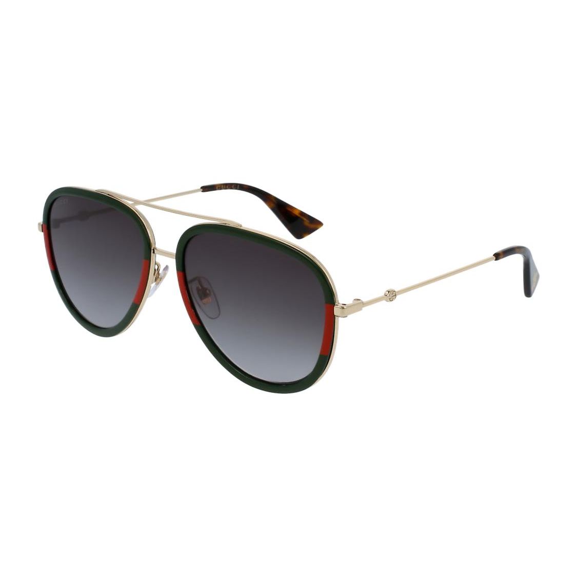 Gucci Metall Sonnenbrille Goldener Rahmen Grüne Farbverlauf Gläser Rund Damen Sonnenbrille GG0062S-003 Dust Bag+Eyeglass Case (Random Color)