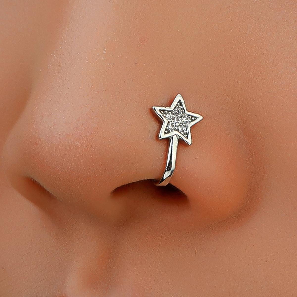 Frauen Fake Piercing Nasenring Hoop Septum Nicht Piercing Zarte Nase Clip HipHoop Stahl Magnet Mode Punk Körper star-silver