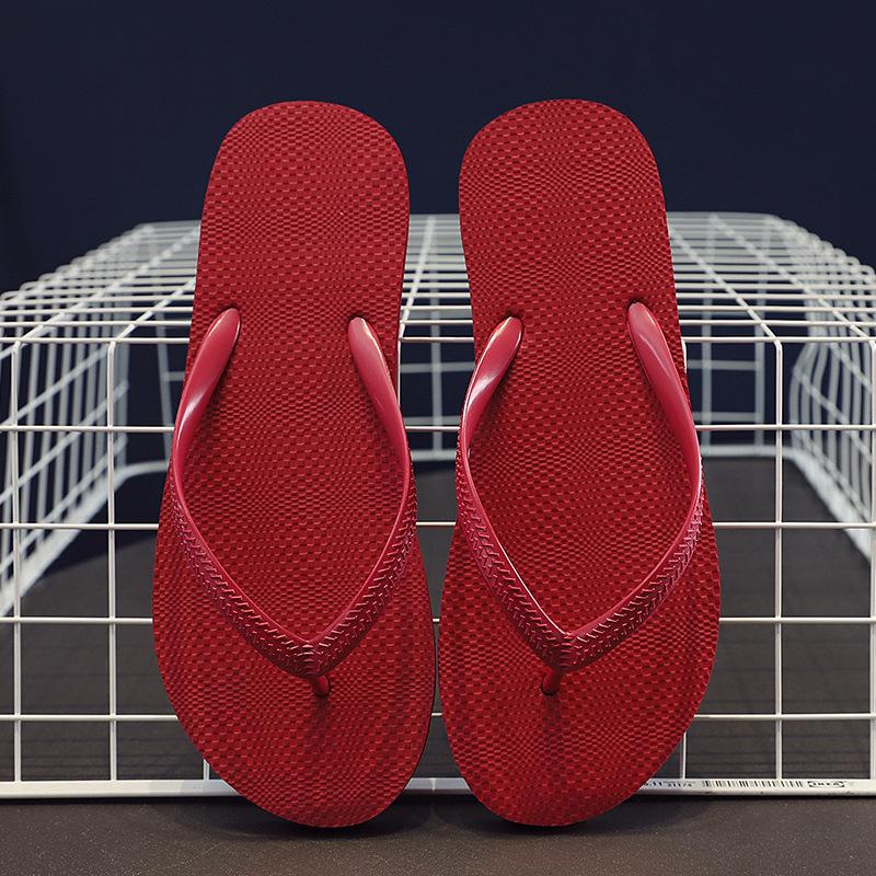Damen Sommer Strand Hausschuhe Einfarbig Rutschfest Paar Freizeit Outdoor Damen Flip Flops Atmungsaktive Strandsandalen Damen 37-38 rot