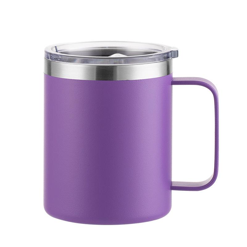 Becher mit Henkel Doppelschichtig isoliert Büro-Kaffeebecher Edelstahl Isolierbecher 360ml gray