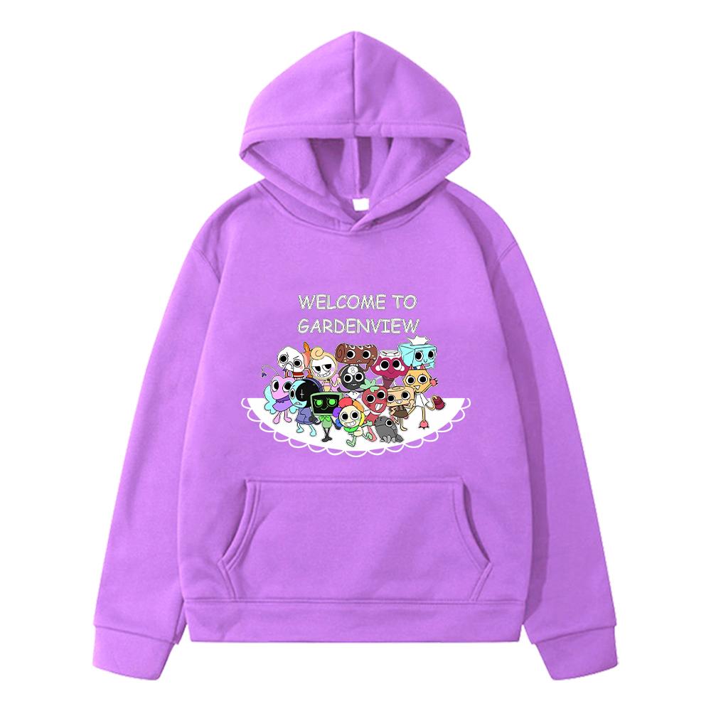 Kawaii Herbst-Hoodies Dandys World Anime-Hoodie Fleece-Sweatshirt Cartoon-Pullover Jungenjacke y2k Sudadera Kinderkleidung Mädchen 140 violett