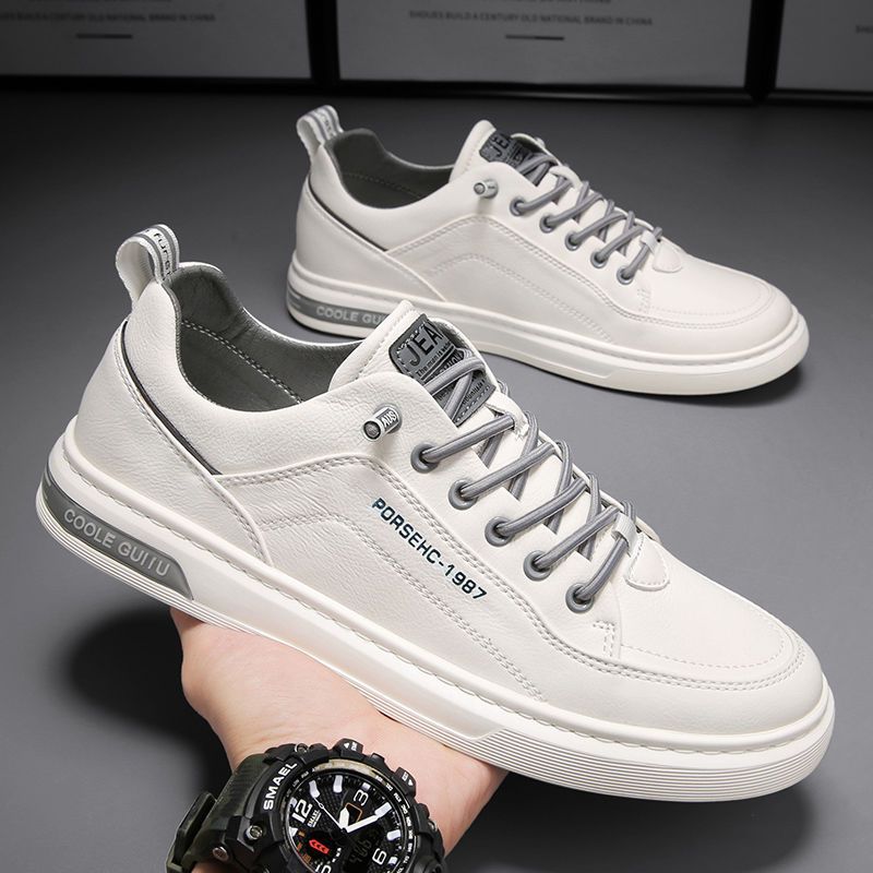 Herren Casual Leder Sneaker Wasserdichte Vulkanisierte Schuhe Herren Bequeme Frühlings-Sneaker Herren Freizeitschuhe Übergröße 39-44 39 gray