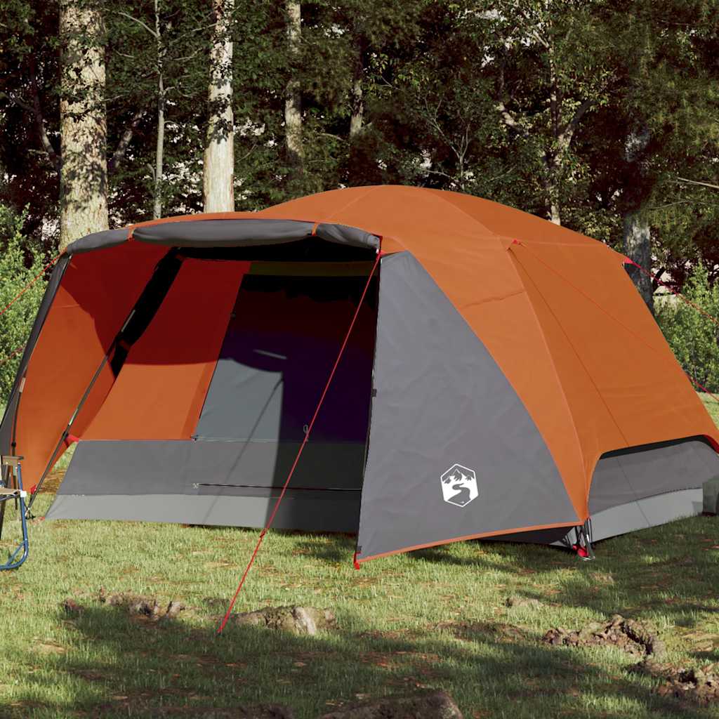 Vidaxl Zelt mit Vorzelt, 4-Personen, Orange, Wasserdicht