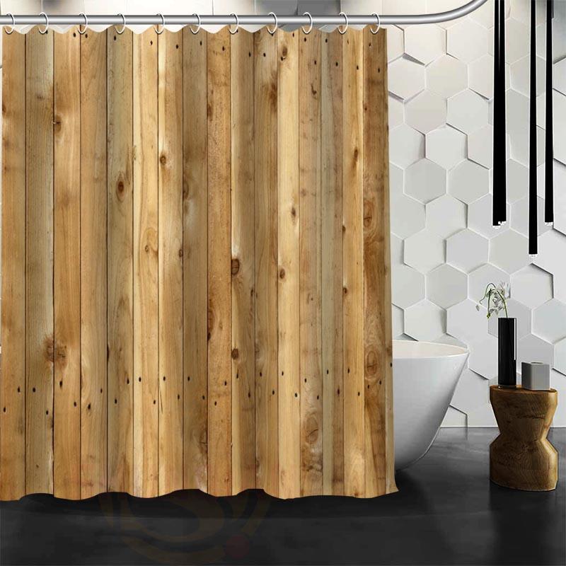 Benutzerdefiniert Der alte Wald, farbiges Holz Duschvorhang Wasserdicht Polyestergewebe Benutzerdefinierter Badezimmervorhang Haken 120x180cm himmelblaue