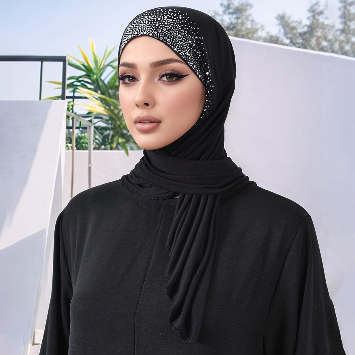 Diamant-Modal-Jersey-Hijab-Dreiecksschal für Frauen, muslimische Hijab-Schals, weiche Tücher für Damen, einfarbig, islamisches Stirnband, Turban beige