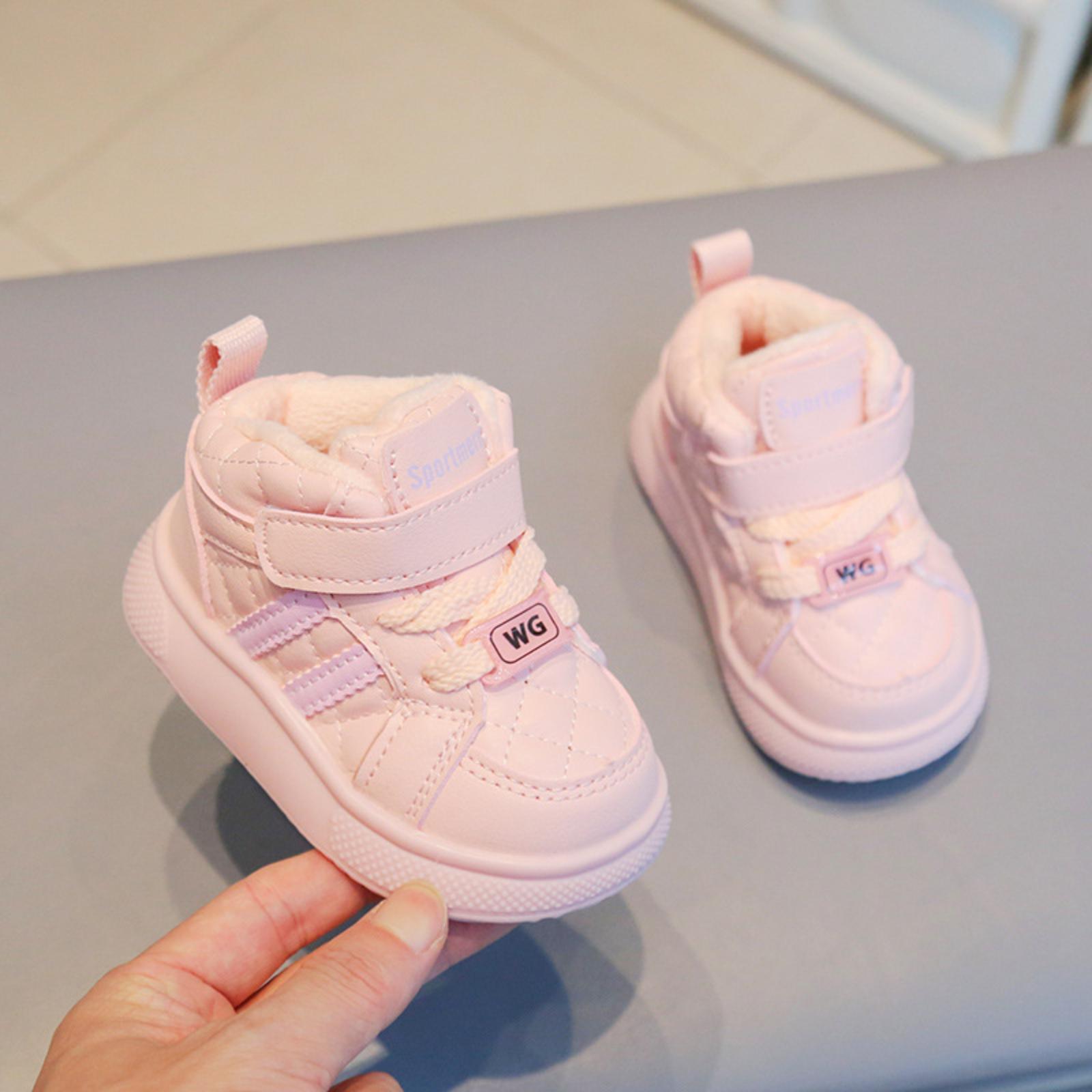 Jungen und Mädchen Kurze Stiefel Kinderschuhe Kleinkindschuhe Plus Samt Warm Kinderschuhe 22 rosa