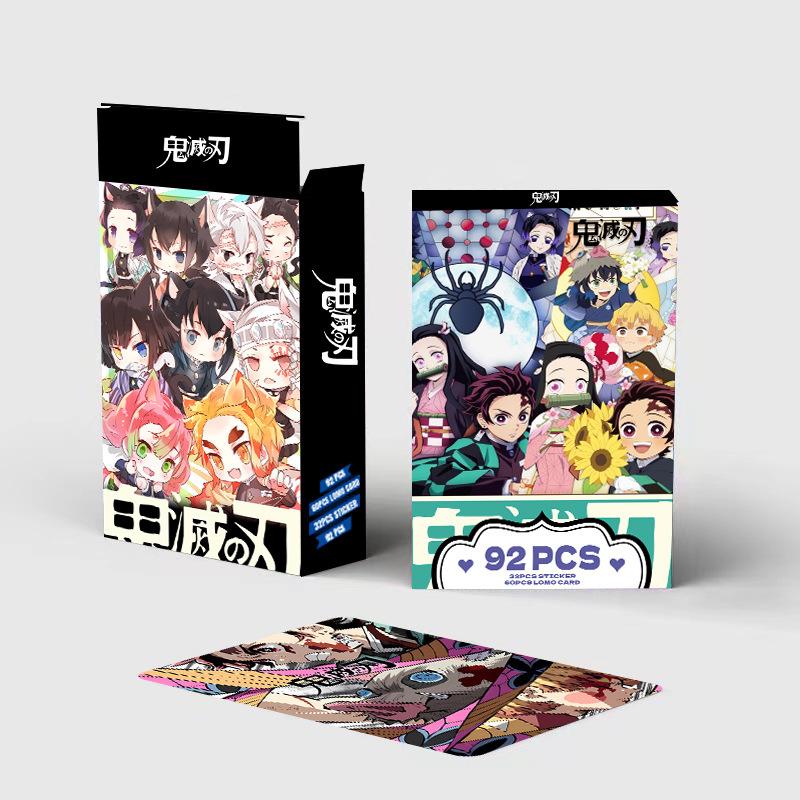 Anime Dämon Slayer Kimetsu Keine Yaiba Lomo Karte Doppelseitig Druck Bild Sammlung Karte 60 cards 32 stickers black