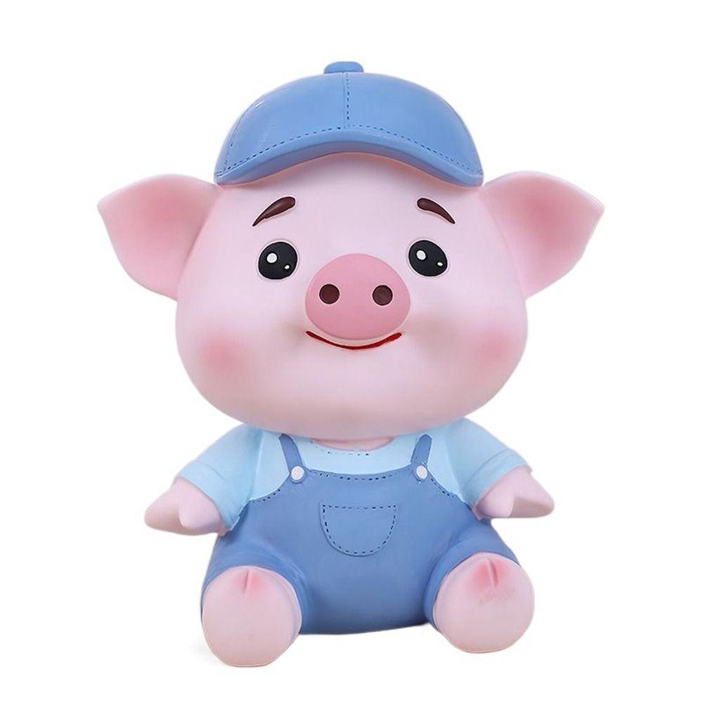 Sparschwein mit großer Kapazität, sturzsicher, Cartoon-Sparschwein, Schwein-Spardose, Kindertagsgeschenk blau