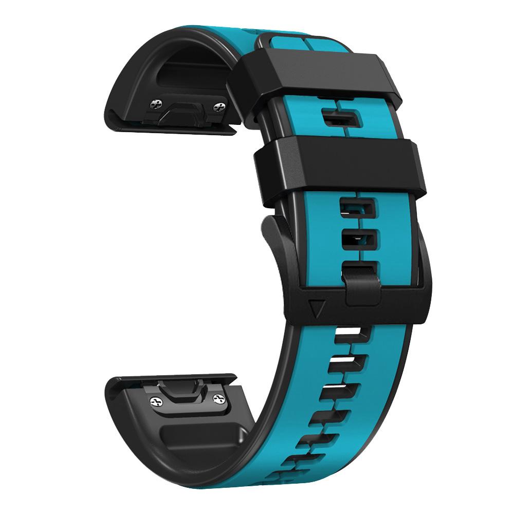 22mm 26mm Silikonarmband für Garmin Fenix ​​7 7X 6 6X 5 5X Schnellverschluss-Armband für Garmin Fenix ​​3/3 HR/3 Sapphire Uhrenarmbänder 26mm (Fenix 7X 6X 5X) himmelblaue/schwarz
