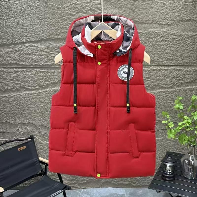 Kapuzen Herren Herbst Ärmellose Jacke für Herren Mode Warm Kapuzen Herren Winter Weste Leicht Übergröße Herren Arbeitsweste Weste L rot