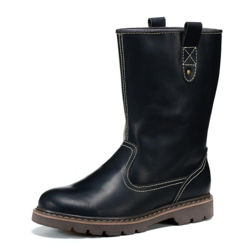 Lederstiefel für Herren Hohe mongolische Stiefel Erste Schicht Rindsleder Martin-Stiefel Outdoor-Cowboystiefel Ritterstiefel Atmungsaktive Reitstiefel 42