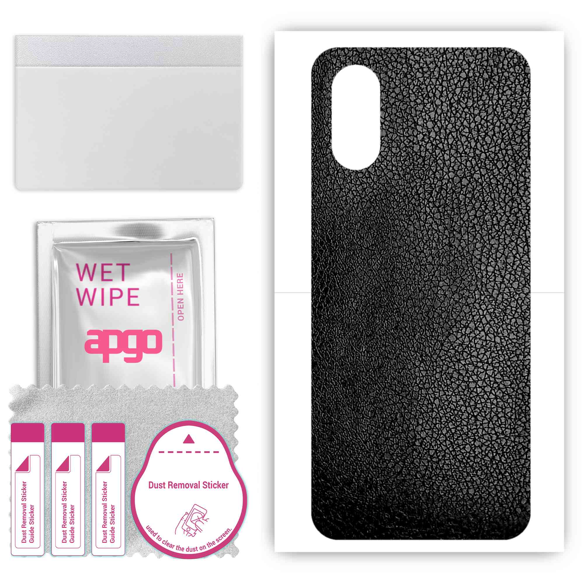 apgo Protective Skin Sticker for the back compatible with Sony Xperia 5 V, Wrap Film, Foil, Vinyl - Pattern Black Leather