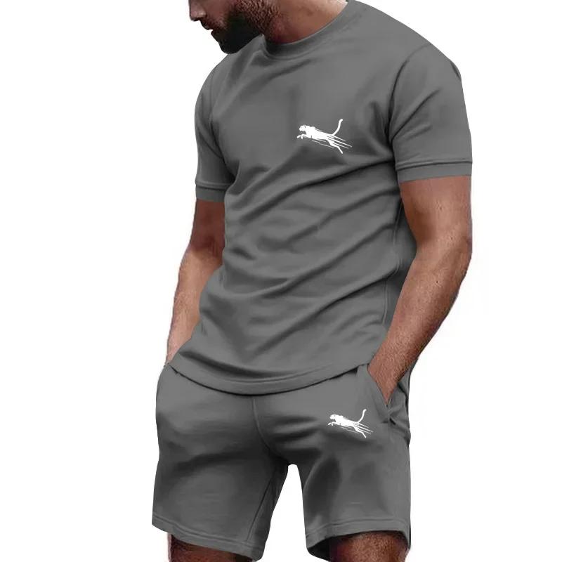 Herren Sportbekleidung Sommer Anzug Herren Fitness Anzug Sport Anzug Kurzarm T-Shirt + Shorts Schnelltrocknend 2-teilige Sets 2XL
