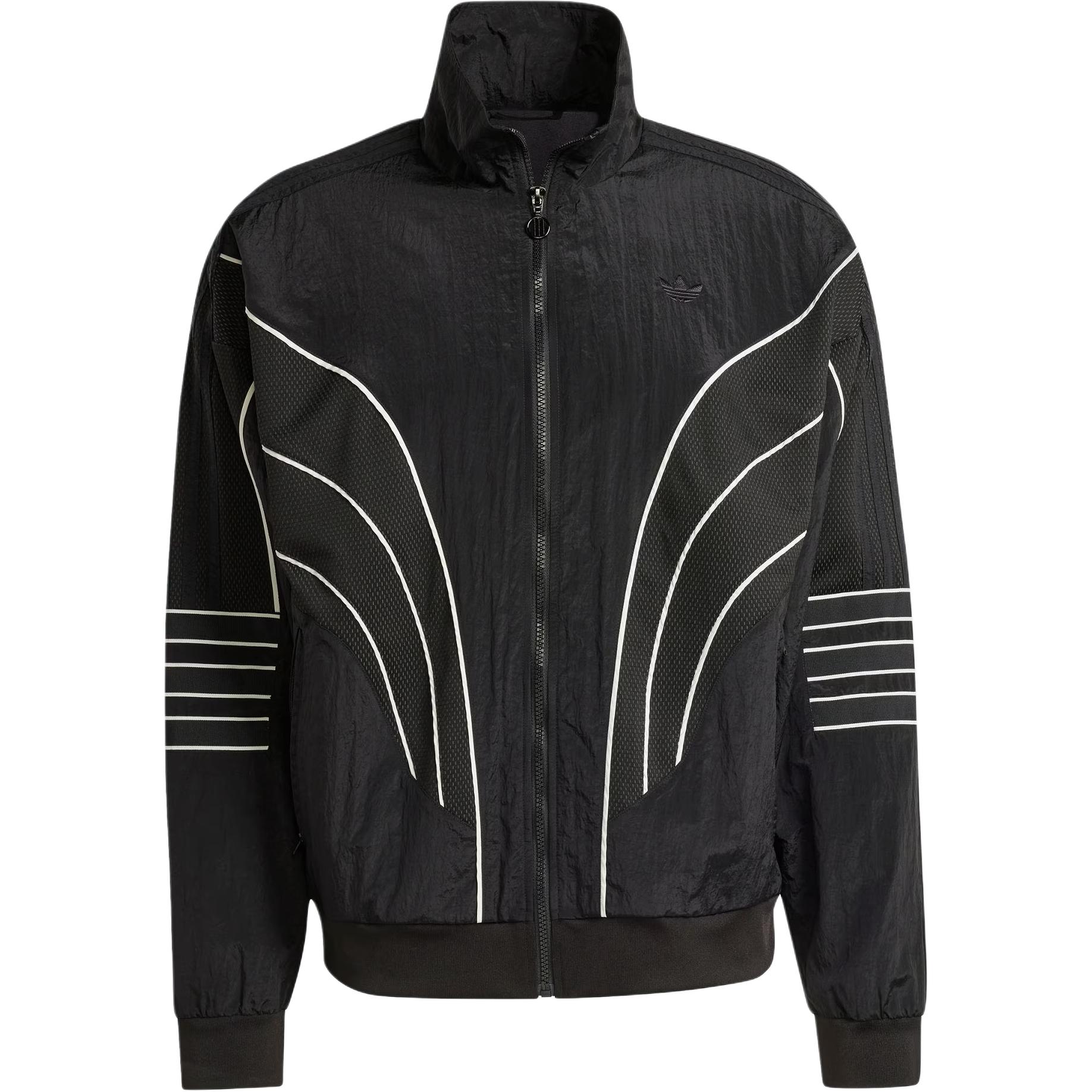 Adidas Originals Q4 Atlanta Stone Trainingsjacke Gestreiftes Design Logo Stehkragen Langarmjacke Herrenjacke Schwarz IX6714 S