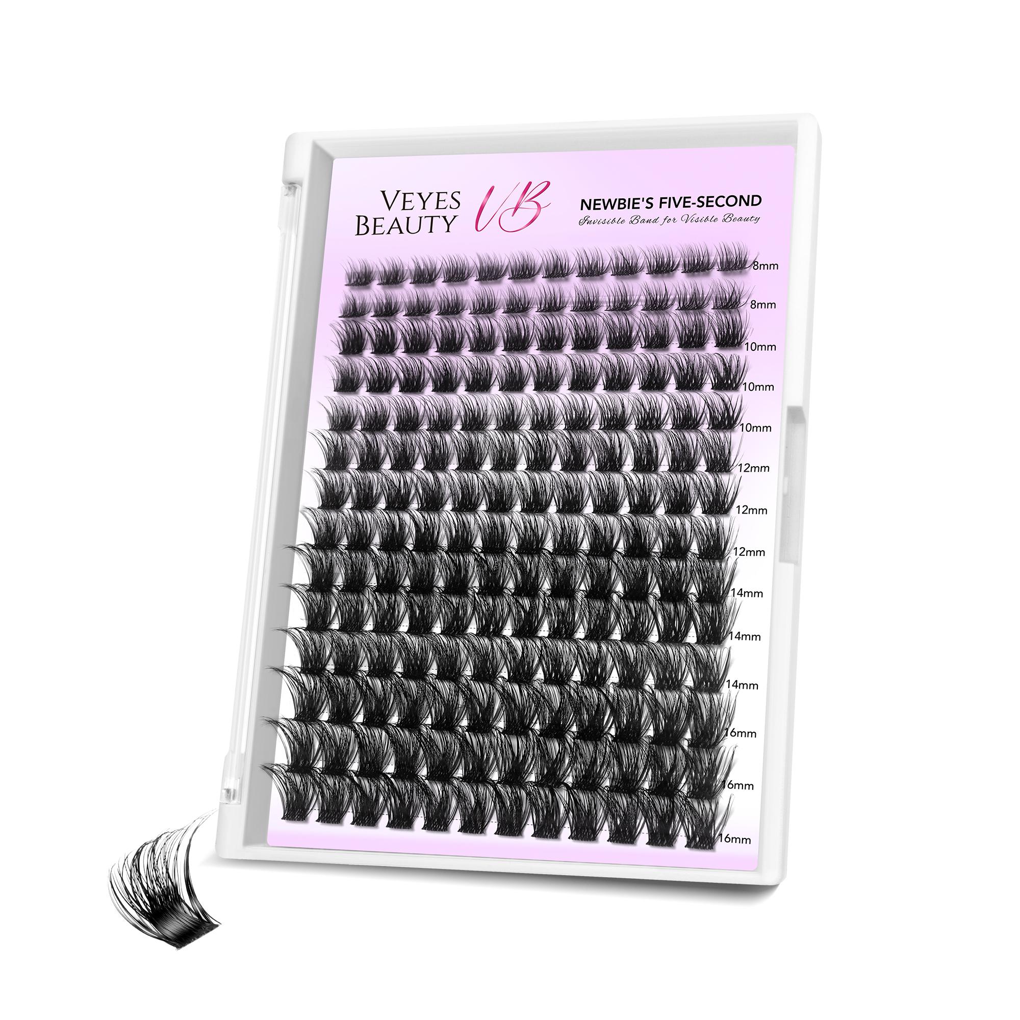 VeyesBeauty Siren Lash Clusters Klebe-Versiegelungs-Technologie Wassergetestete Stärke Mühelose Schönheit 168 Cluster 8-16mm LASH TRAY schwarz