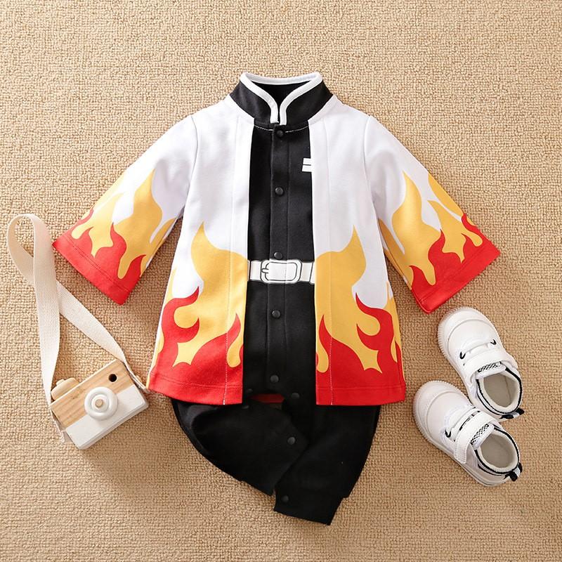 Demon Slayer Cosplay Kostüm Baby Kleidung Kinder Cartoon Anime Strampler Junge Mädchen Chrismats Halloween Baby Cosplay Colthes Säugling Baby Overall Overalls 90 black
