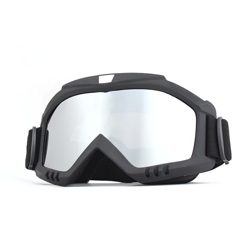 Motorrad-Schutzausrüstung, flexible Cross-Helm-Gesichtsmaske, Motocross-Brille, ATV, Dirt Bike, UTV-Brille, Ausrüstung, Brille, Skibrille silber
