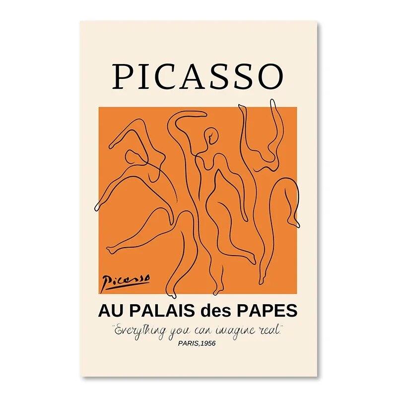 Picasso Tänzerin Bauhaus Runde Haring Wand Kunst Rosa Ästhetik Orange Leinwand Malerei Nordic Poster und Drucke Wohnzimmer Dekor 60cm×90cm NoFrame
