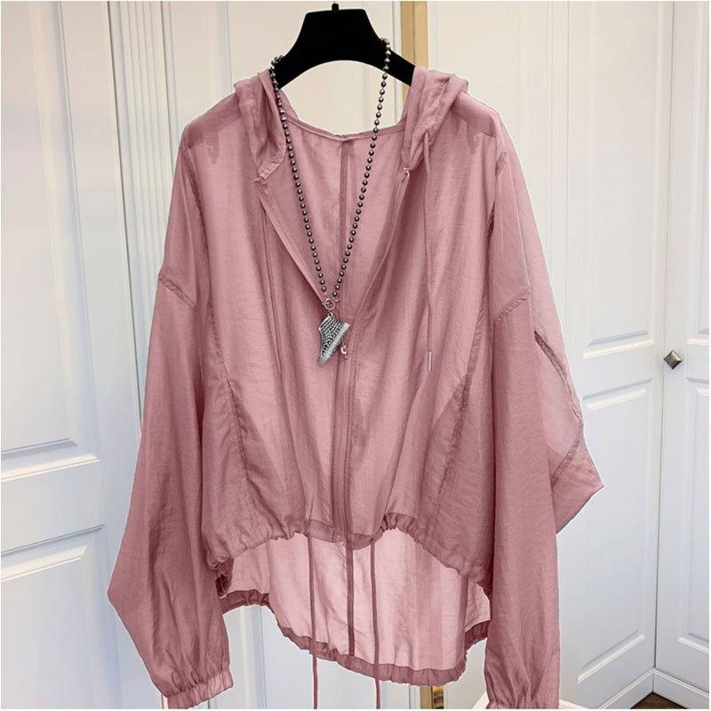 Damen Plaid Kapuzenshirts Damen Sonnenschutz Lose Frühling Einfache Koreanische Mode Lässig Atmungsaktiv Vintage Junge Damen Alle Spiel XXXL rosa