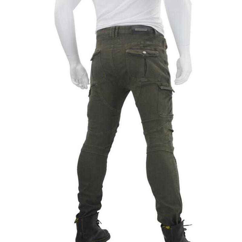 Motocross Racing Denim Motorrad-Reithose mit Schutzpolstern XXXL grün