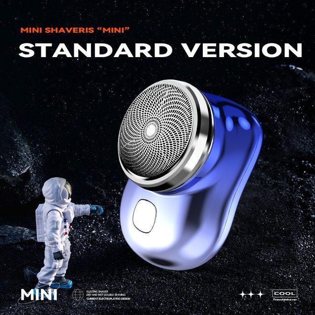 Tragbarer elektrischer Rasierer, Mini-Heard-Trimmer, Bartrasierer, Kolbenschneiderkopf, wiederaufladbare Messer, Rasierer für Männer blau