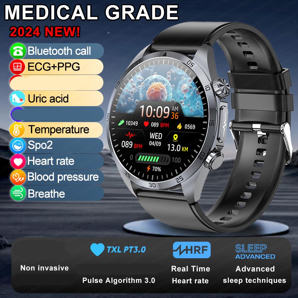 2025 Smart Watch ECG+PPG Harnsäure Sport Gesundheit Smartwatch 2025 Neu Silicone tape schwarz