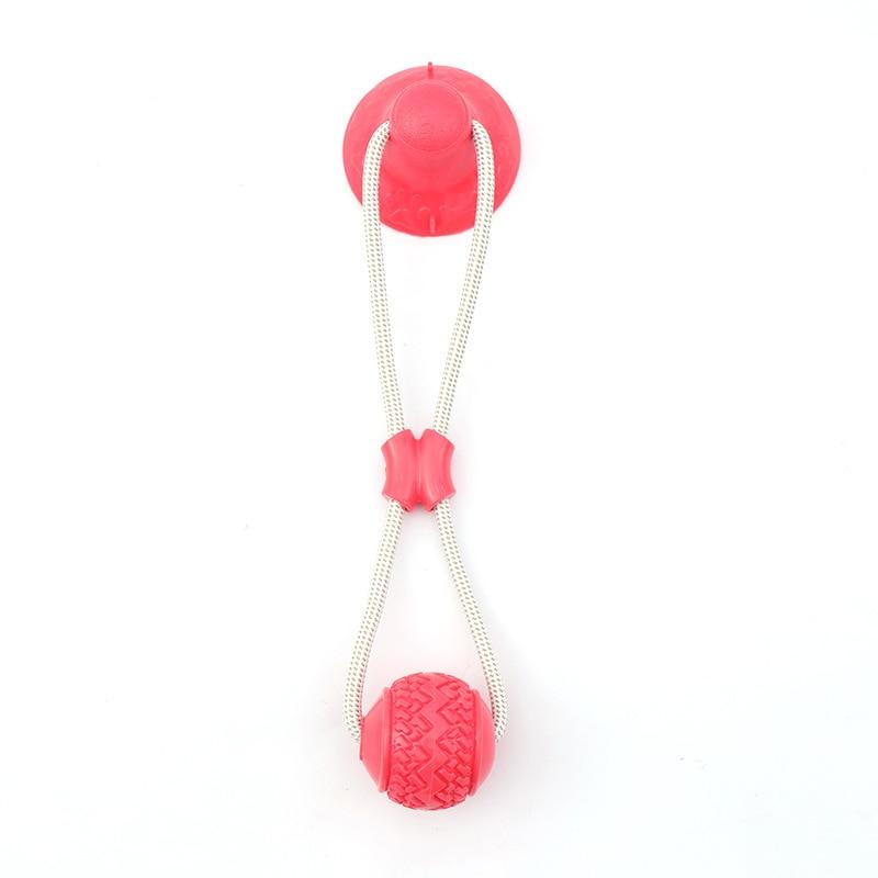Hundespielzeug TPR Ball Zähneknirschen Zähneputzen Haustier Spielen Saugnapf Elastisches Zugseil Kauspielzeug Hundebedarf white
