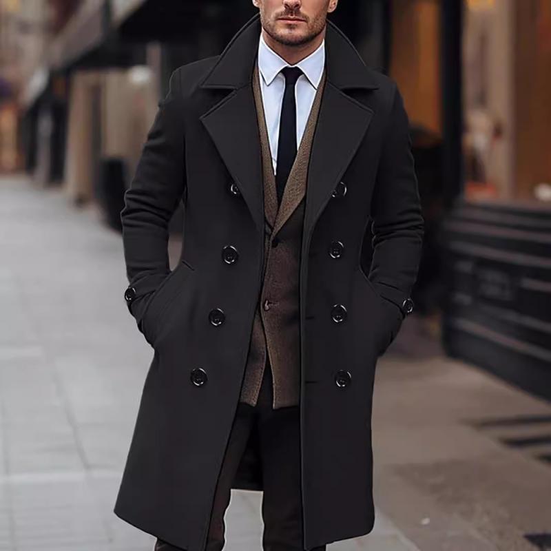 Winter Männer Koreanischen Mantel Lange Woll Wind Mantel Männer Woll Mantel Casual Business Dicken Trenchcoat Jacke Männlichen Übergroßen 3XL L schwarz