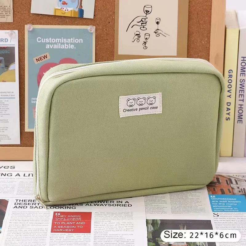 Bleistiftetui mit großer Kapazität, Kawaii-Bleistiftboxen für Mädchen, süße koreanische Schreibwaren, Schulbedarf, Stifttasche, Organizer grün